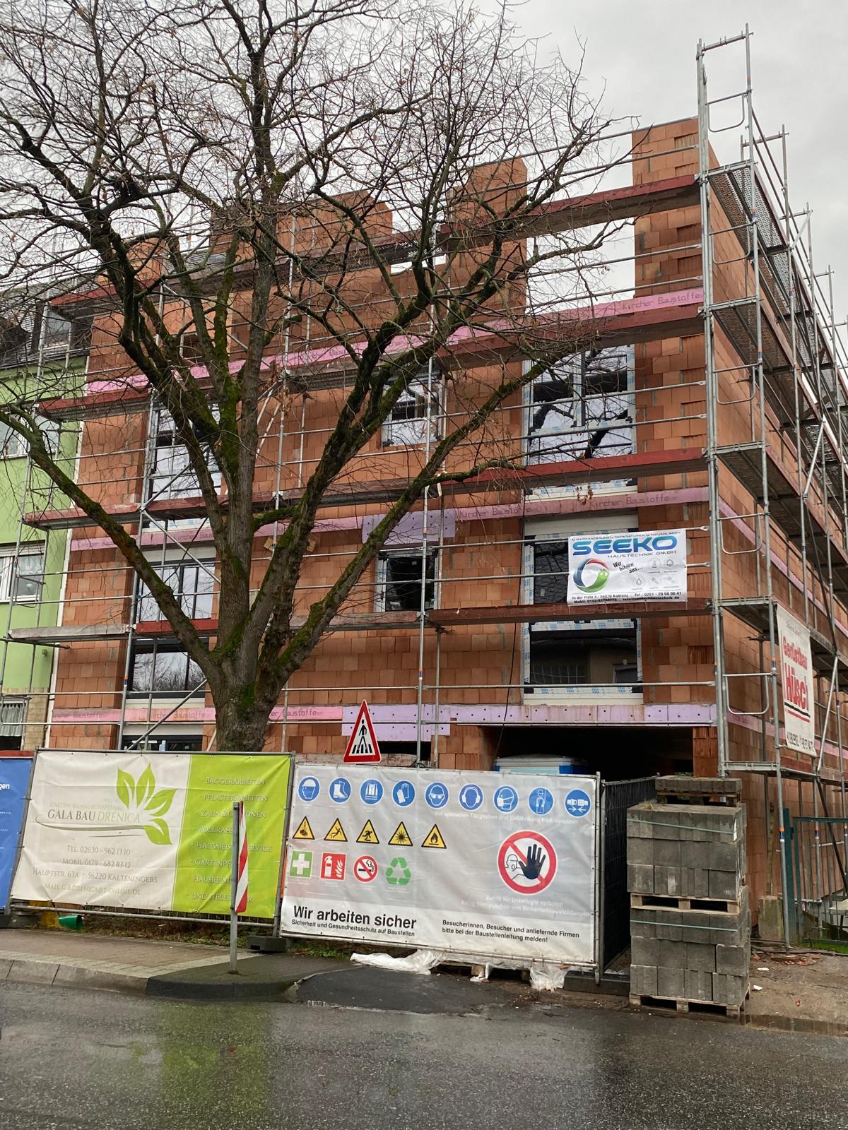 Mehrfamilienhaus Koblenz Rohbau Frontansicht